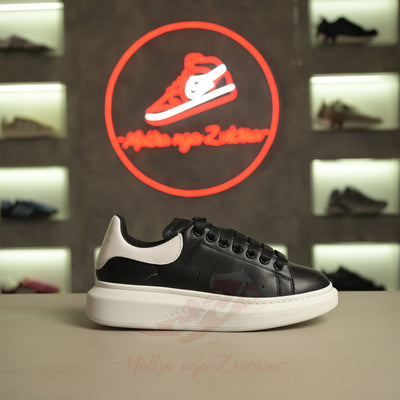 Alexander McQueen Black Leather White Sole Sneakers