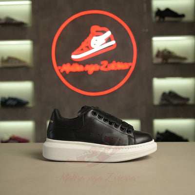 Alexander McQueen Black Leather White Platform Sneakers